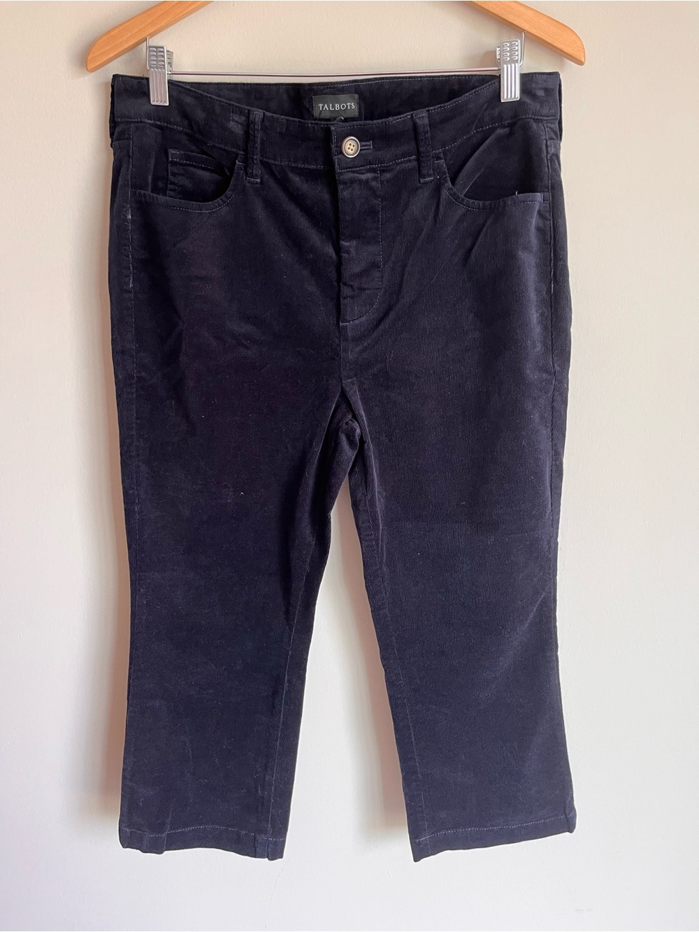 Talbots NEW Women's Slimming Black Corduroy Pants 98% Cotton Size 10P Fall